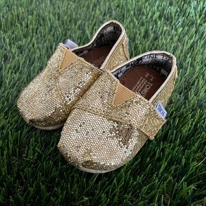 TOMS Kids Gold Sparkle Shoes